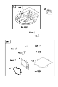 Crankcase Cover/Sump Group Diagram and Parts List for 8P502-0090-H5  Briggs and Stratton Engine